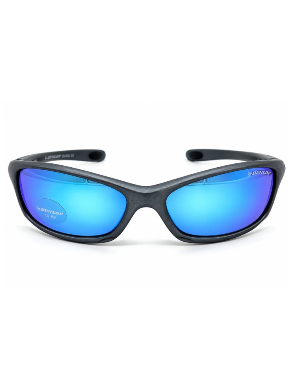 Dunlop DU163 Matte Gray Wrap Around Frame/Blue Mirrored CAT 3 Lenses Sunglasses